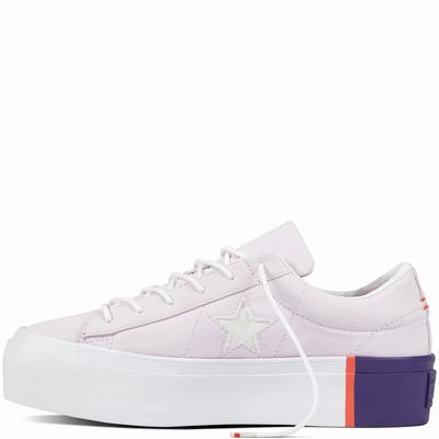 Converse One Star Platform Tri-block Platform Womens - Purple/Coral/White Shoes (228SYDXK)